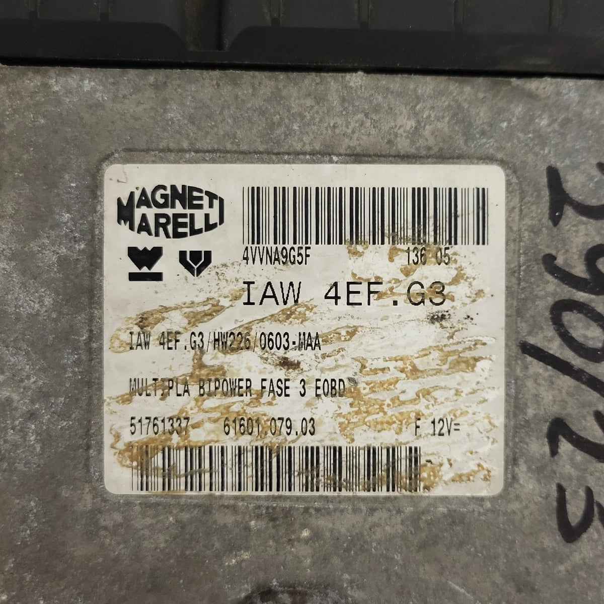FIAT MULTIPLA ECU IAW 4EF.G3 / 51761337 / 61601 079.03 / HW226 / MAGNETI MARELLI - C92-14 - 2