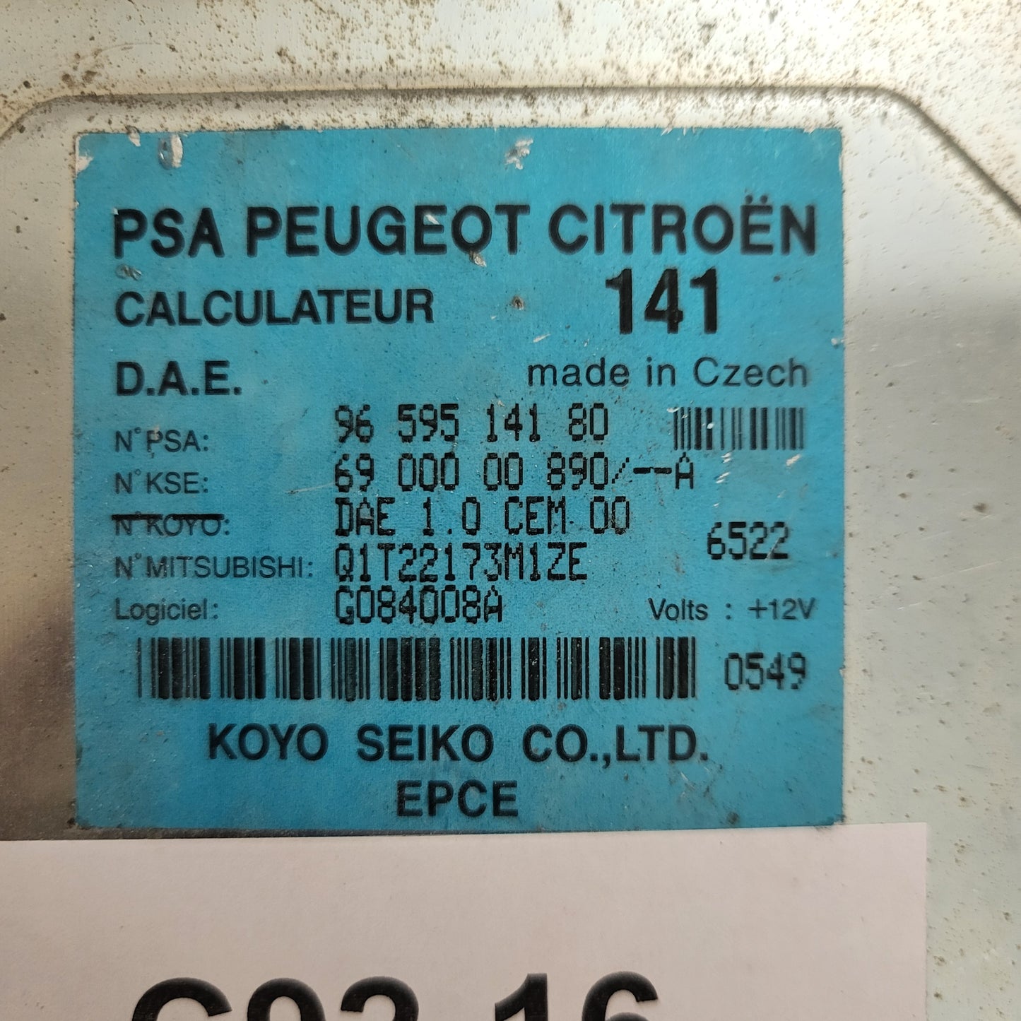 CITROEN C3 POWER STEERING MODULE ECU / 9659514180 / G084008A / KOYO