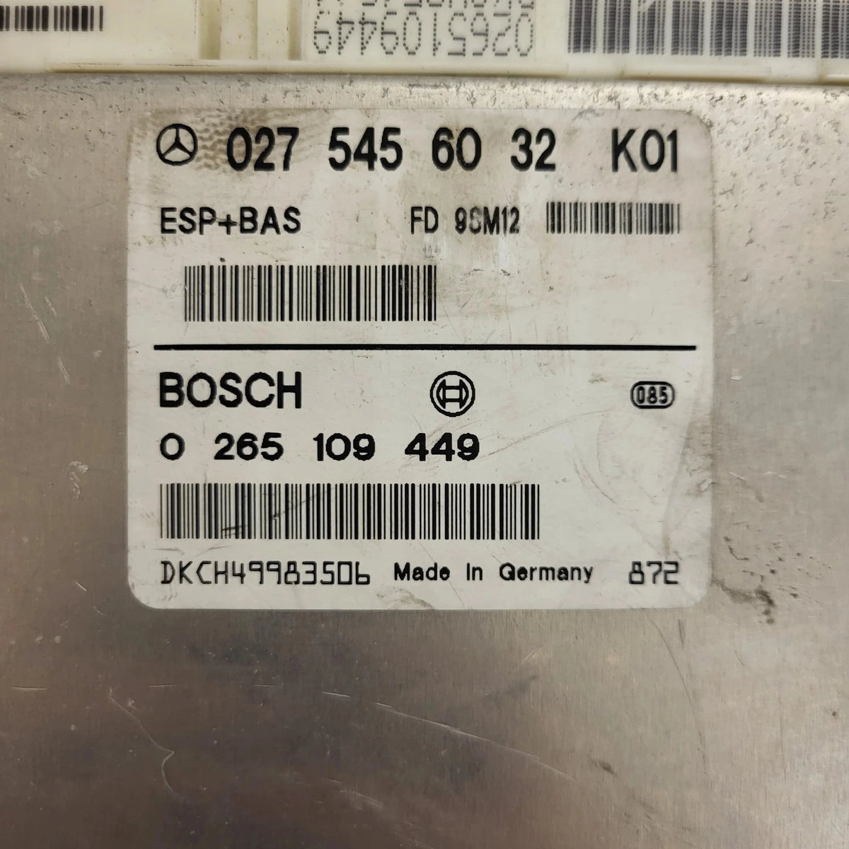 Mercedes a class ecu / 0265109449 / 0275456032 / BOSCH - C92-24 - 2