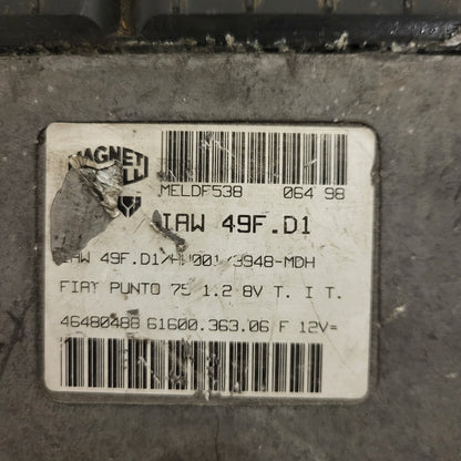FIAT PUNTO 75 1.2 ECU / IAW 49F.D1 / 46480488 / HW001 / 61600.363.06 / MAGNETI MARELLI