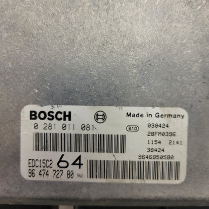 PEUGEOT 307 2.0 HDI ECU / 0281011081 / 9647472780 / EDC15C2 / BOSCH
