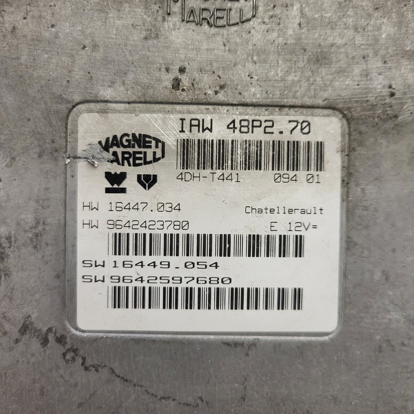 PEUGEOT 206 ECU / IAW 48P2.70 / 9642597680 / 9642423780 / MAGNETI MARELLI