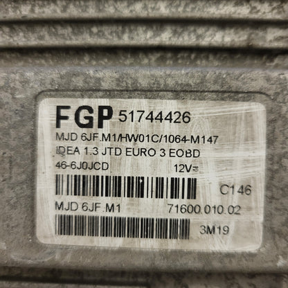 FIAT IDEA ECU / 51744426 / MJD 6JF.M1 / HW01C / 71600.010.02 / MAGNETI MARELLI