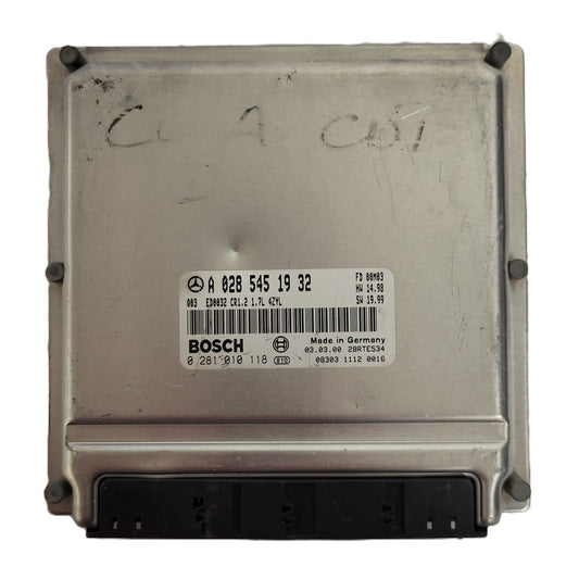 Mercedes a Class W168 ECU / A0285451932 / 0281010118 / CR1.2 / ED0032 / BOSCH