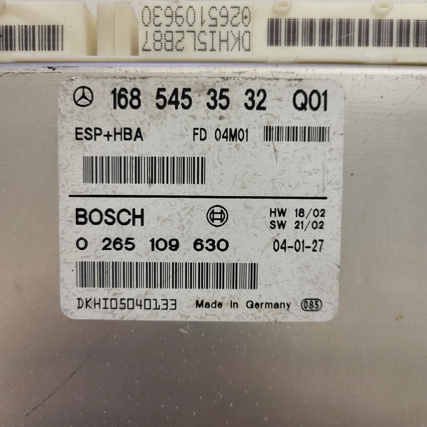 MERCEDES-BENZ A CLASS W168 ESP ECU / 1685453532 / 0265109630 / BOSCH ESP+HBA