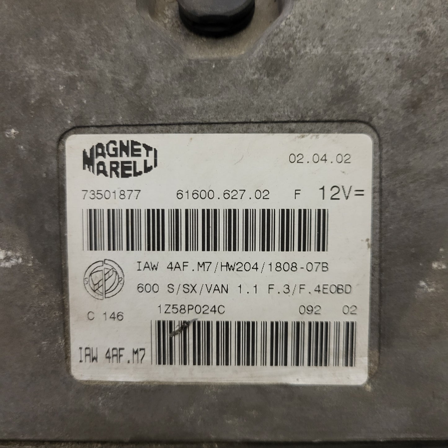 Fiat 600 ECU / IAW4AF.M7 / 73501877 / HW204 / MAGNETI MARELLI