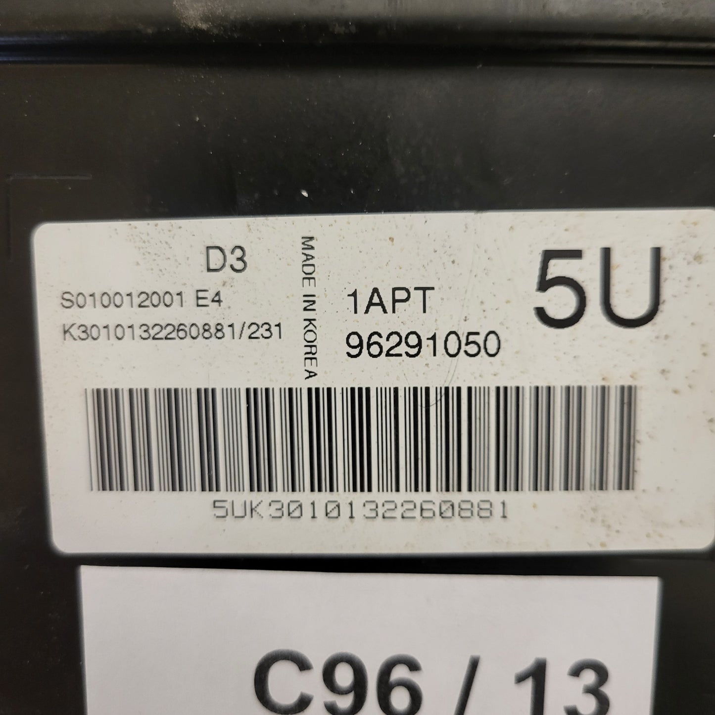 DAEWOO MATIZ ECU / 96291050 / 1APT / S010012001 / 5U