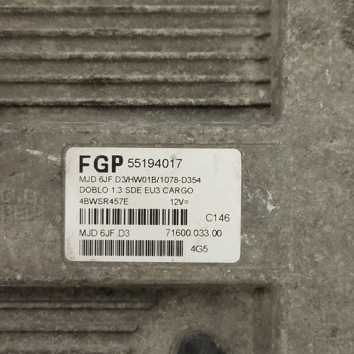 FIAT DOBLO 1.3 ECU / 55194017 / MJD 6JF.D3 / HW01B / MAGNETI MARELLI - D01-18 - 2