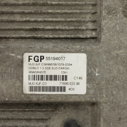 FIAT DOBLO 1.3 ECU / 55194017 / MJD 6JF.D3 / HW01B / MAGNETI MARELLI - D01-18 - 2