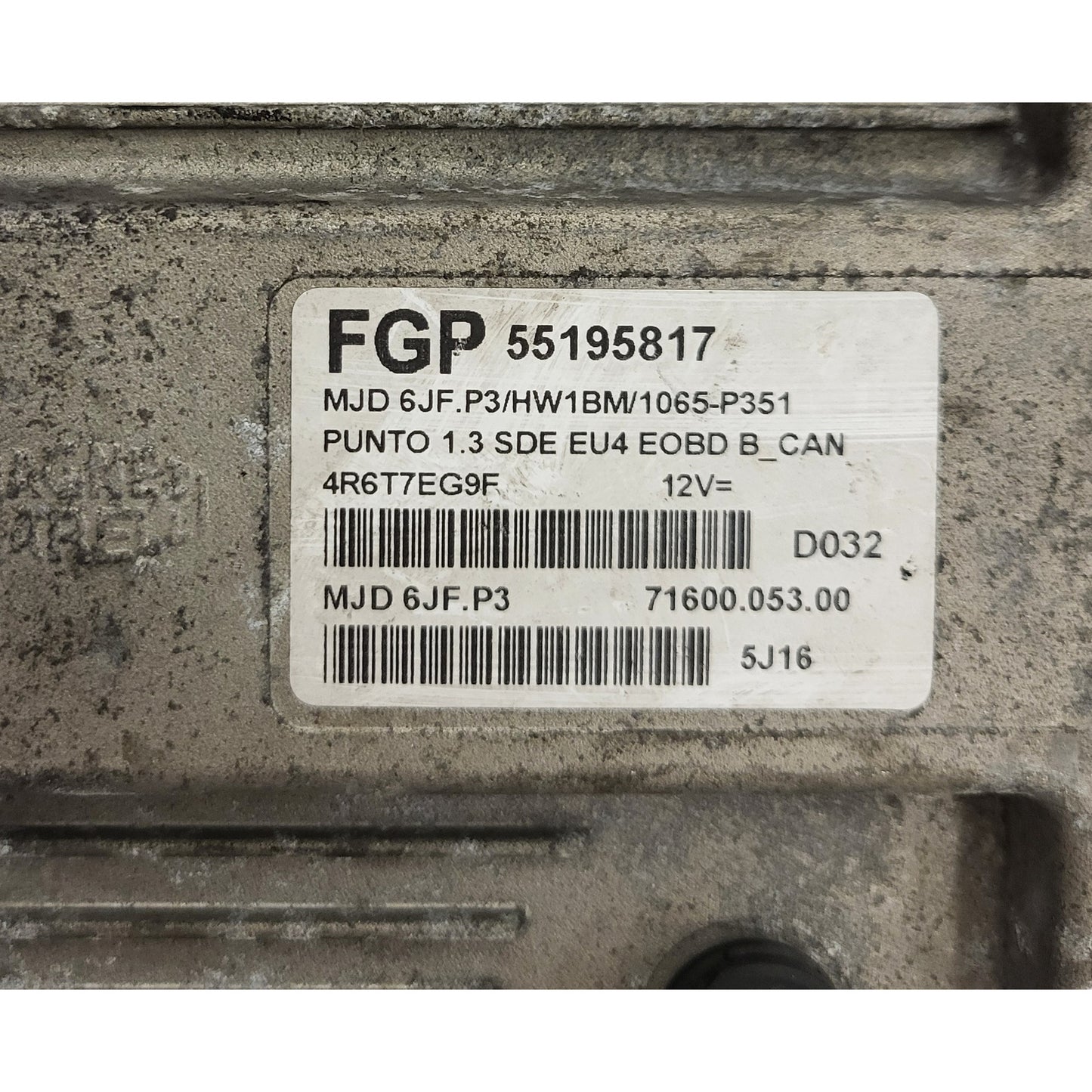 FIAT PUNTO ECU / MJD 6JF.P3 / 55195817 / HW1BM / 71600.053.00 / MAGNETI MARELLI