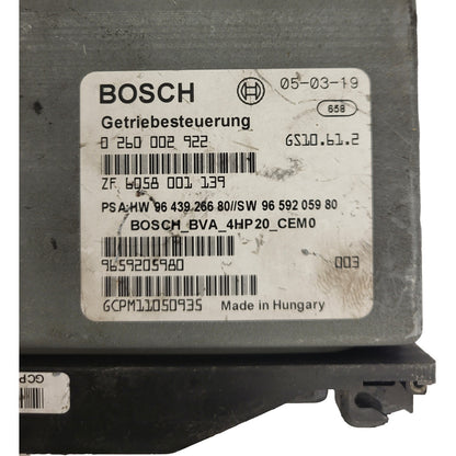 PEUGEOT 407 GEARBOX CAMBIO ECU / 0260002922 / 6058001139 / 9659205980