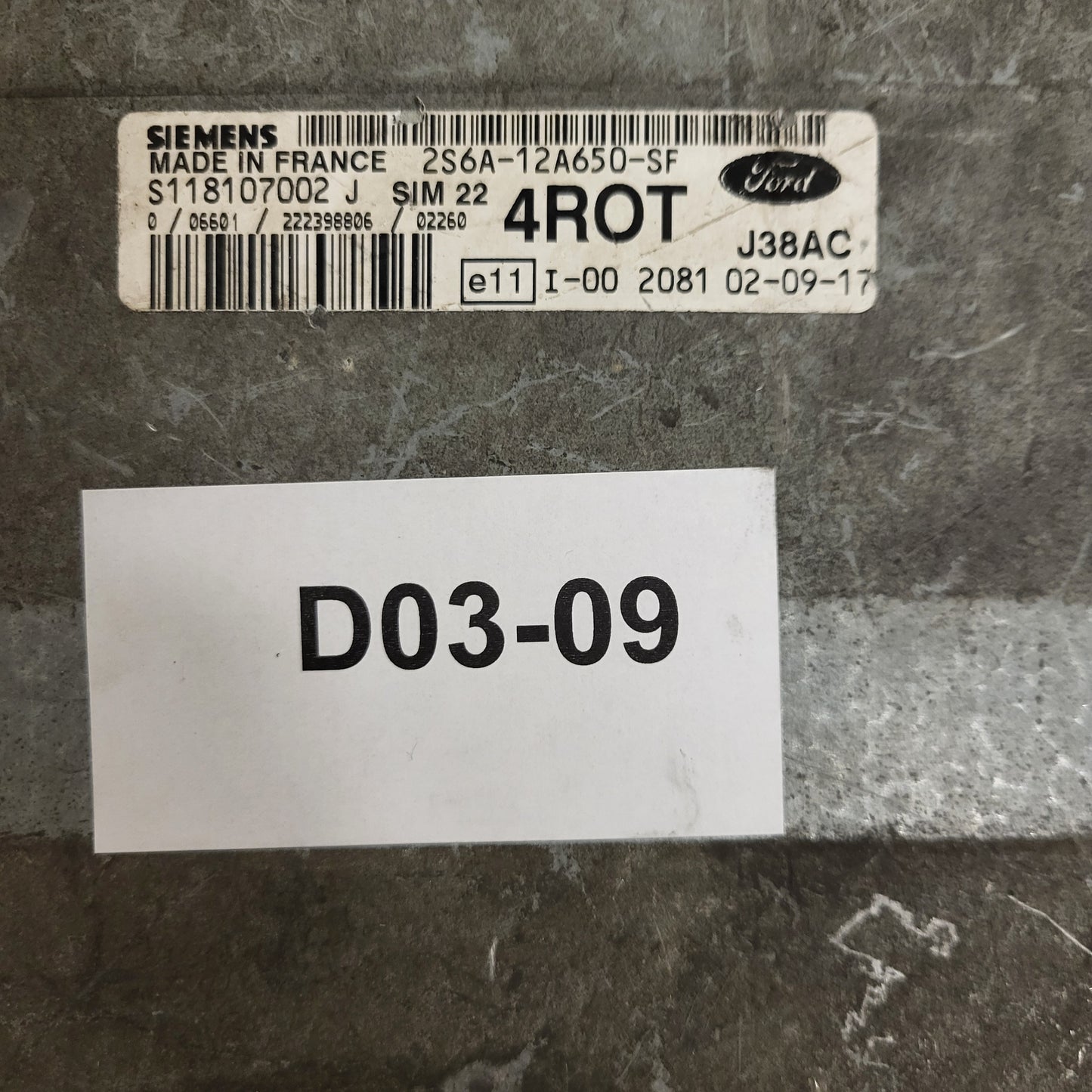 FORD FIESTA FUSION ECU / 2S6A-12A650-SF / S118107002 / S118107002J / SIM22 / 4ROT