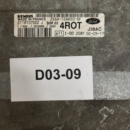 FORD FIESTA FUSION ECU / 2S6A-12A650-SF / S118107002 / S118107002J / SIM22 / 4ROT