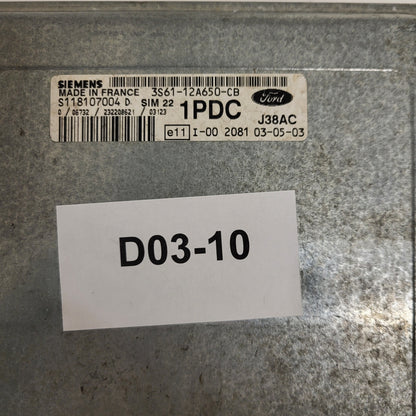 FORD FIESTA  ECU / 3S61-12A650-CB / S118107004 / S118107004D/ SIM22 / 1PDC J38AC