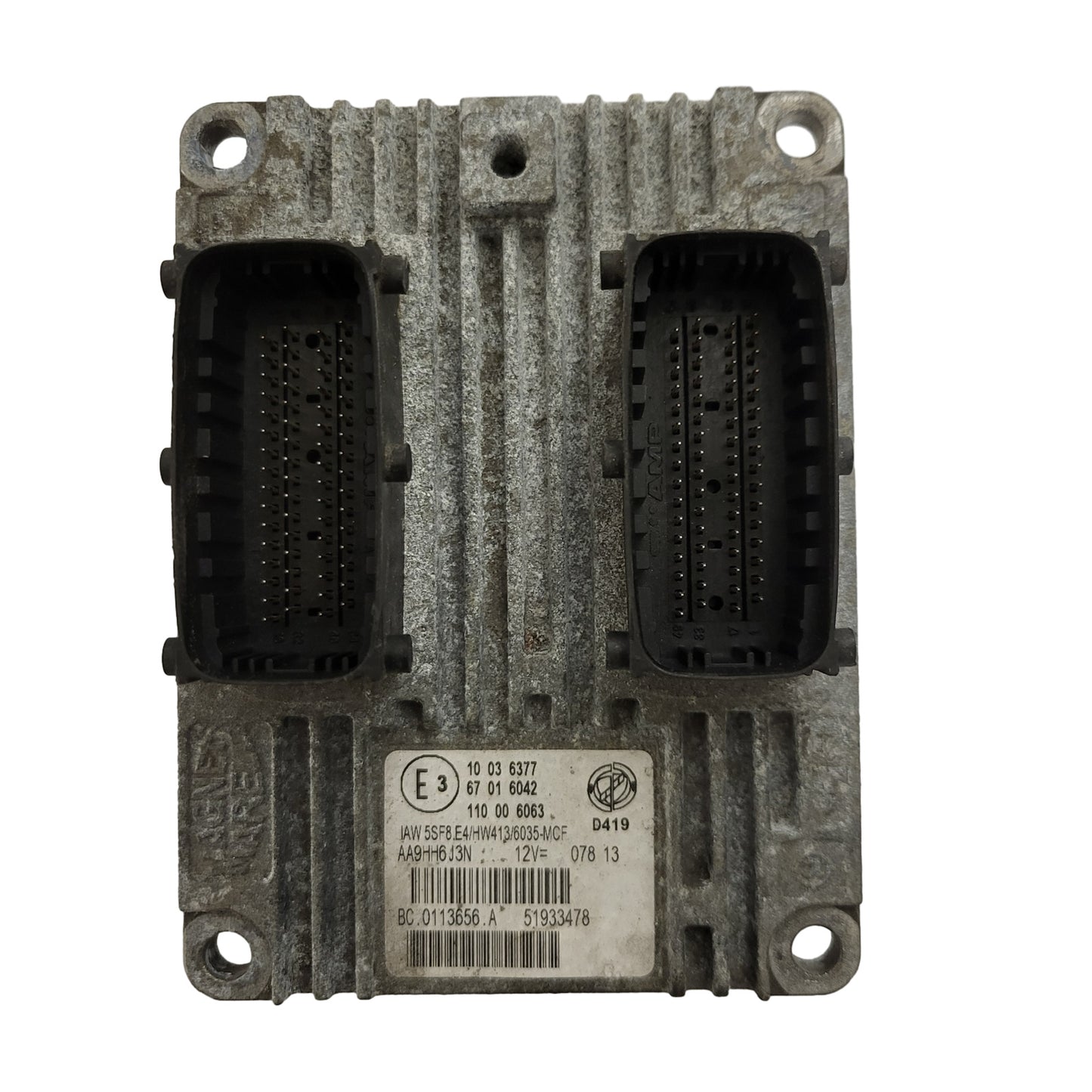 FIAT 500 ECU / IAW 5SF8.E4 / HW413 / 51933478 / BC.0113656.A / D419
