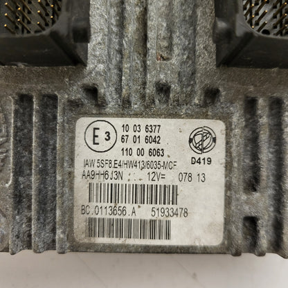 FIAT 500 ECU / IAW 5SF8.E4 / HW413 / 51933478 / BC.0113656.A / D419