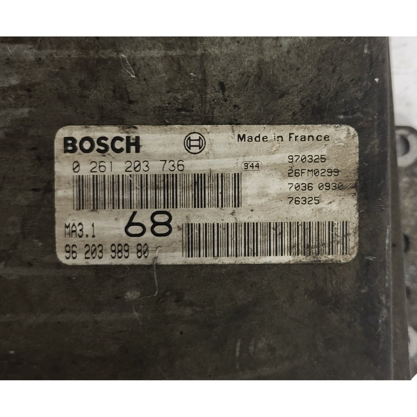 Peugeot 106 Citroen Saxo 1.1 ECU / 0261203736 / 96203998980 / MA3.1 / BOSCH