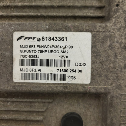 FIAT GRANDE PUNTO ECU / MJD 6F3.PI / 51843361 / HW04P / 71600.254.00