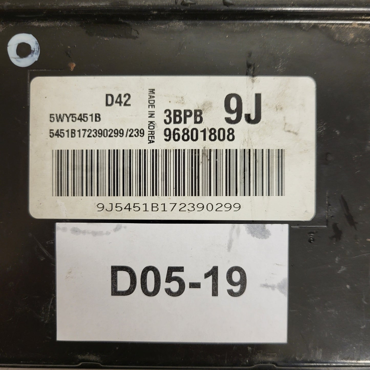 CHEVROLET MATIZ ECU / 96801808 / 5WY5451B / 3BPB / 9J / D42 / DAEWOO