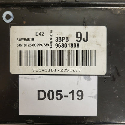 CHEVROLET MATIZ ECU / 96801808 / 5WY5451B / 3BPB / 9J / D42 / DAEWOO