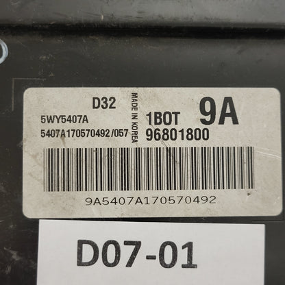 CHEVROLET MATIZ ECU / 96801800 / 5WY5407A / 1BOT / 9A / D32 - D07-01 - 2