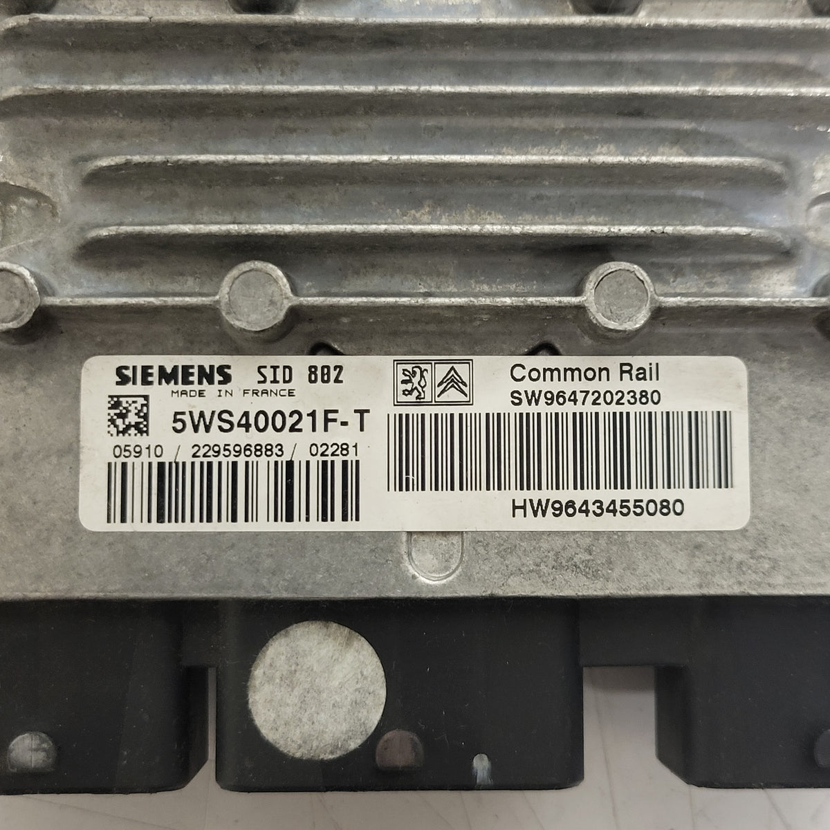 Peugeot Citroen ECU / 5WS40021F-T / SW 9647202380 / HW 9643455080 SID802 - D08-01 - 2