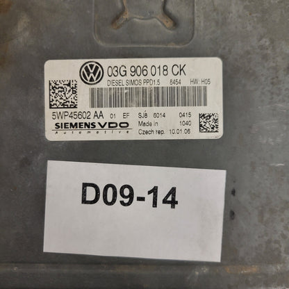 VW PASSAT B6 ECU / 03G906018CK / 5WP45602 / 5WP45602AA / PPD1.5 / SIEMENS