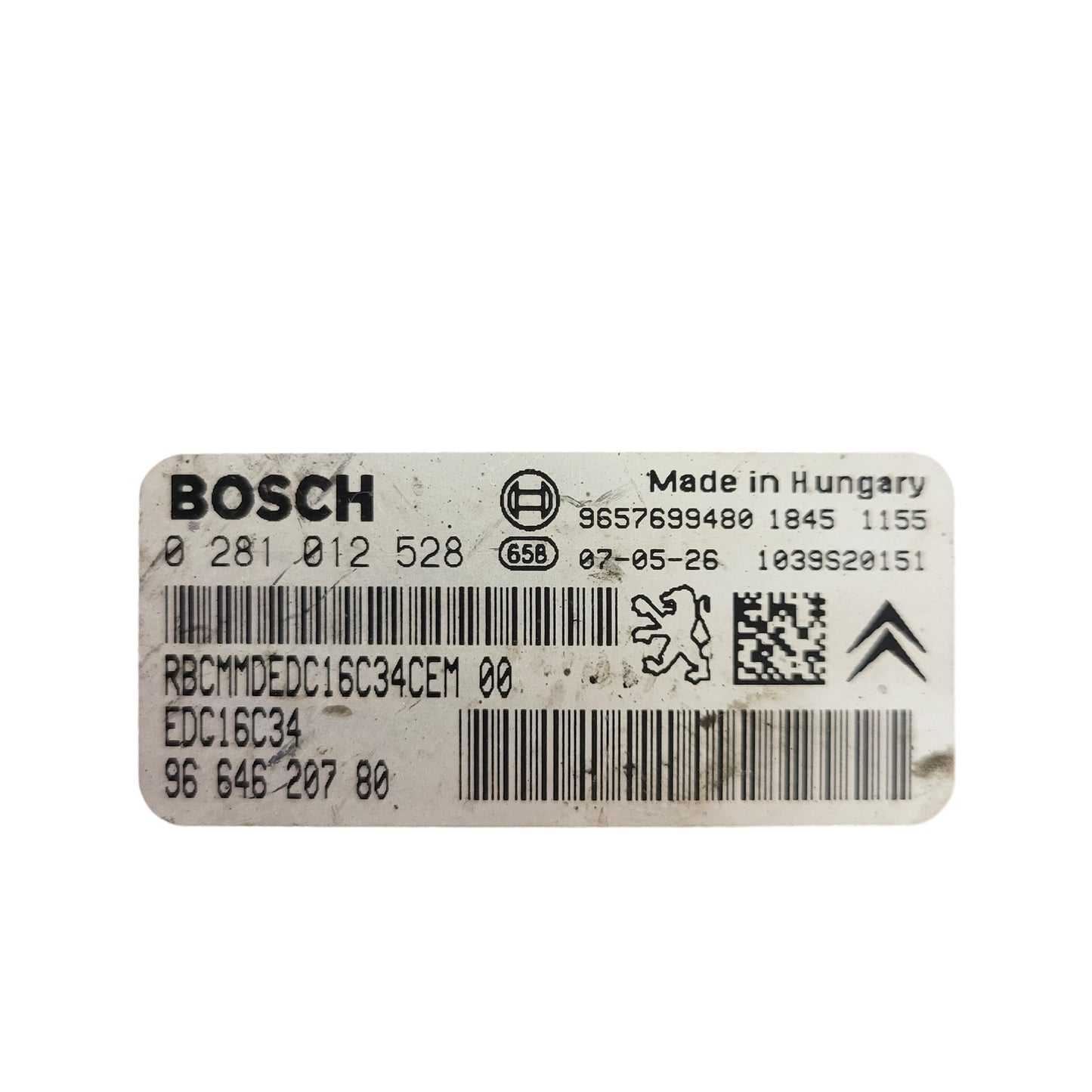 PEUGEOT CITROEN ECU / 0281012528 / 9664620780 / EDC16C34 / 9657699480 / BOSCH