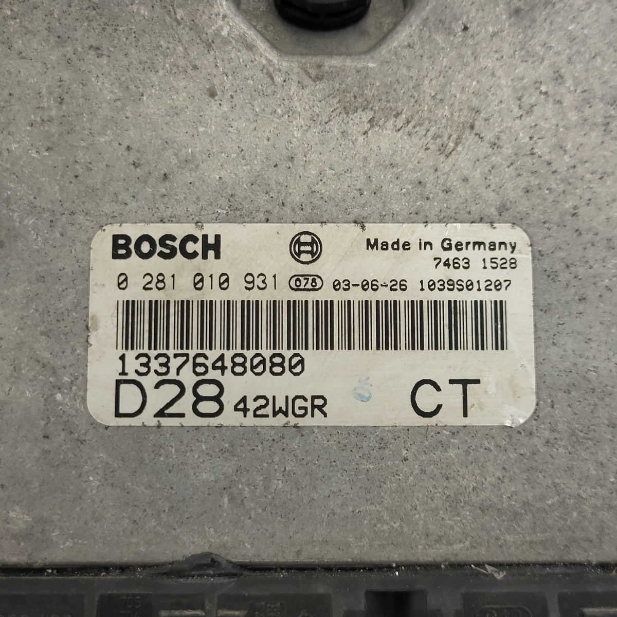FIAT DUCATO JUMOER BOXER ECU / 0281010931 / 1337648080 / D28 BOSCH - D10-03 - 2
