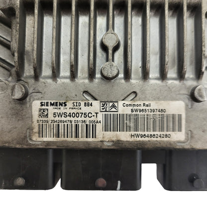 CITROEN ECU / 5WS40075C-T / SW 9651397480 / HW 9648624280 / SID804 / SIEMENS