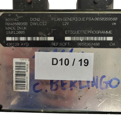PEUGEOT CITROEN ECU / R04080035B / 9650359580 / 9650360480 / DWLC12