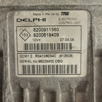 Renault ECU / 8200911560 / 8200619409 / R0410B034C / DCM1.2 / DELPHI