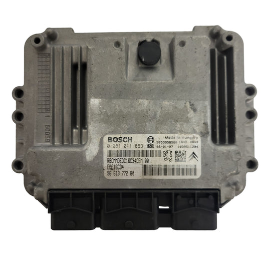 Peugeot Citroen ECU / 0281011863 / 9661377280  / EDC16C34 / 9653958980 / BOSCH