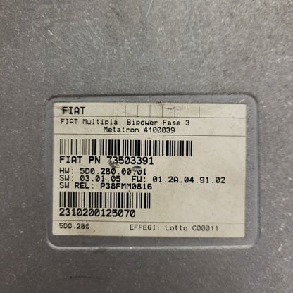 FIAT MULTIPLA BIPOWER ECU / 73503391 / 4100039 / 5D02B00001 / METATRON
