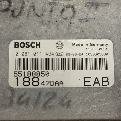 FIAT PUNTO ECU / 0281011494 / 55188850 / BOSCH - D13-06 - 2
