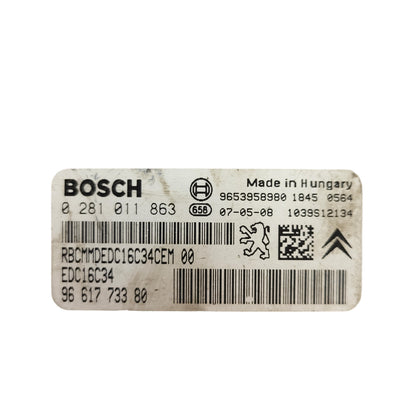 Peugeot Citroen ECU / 0281011863 / 9661773380 / EDC16C34 / BOSCH