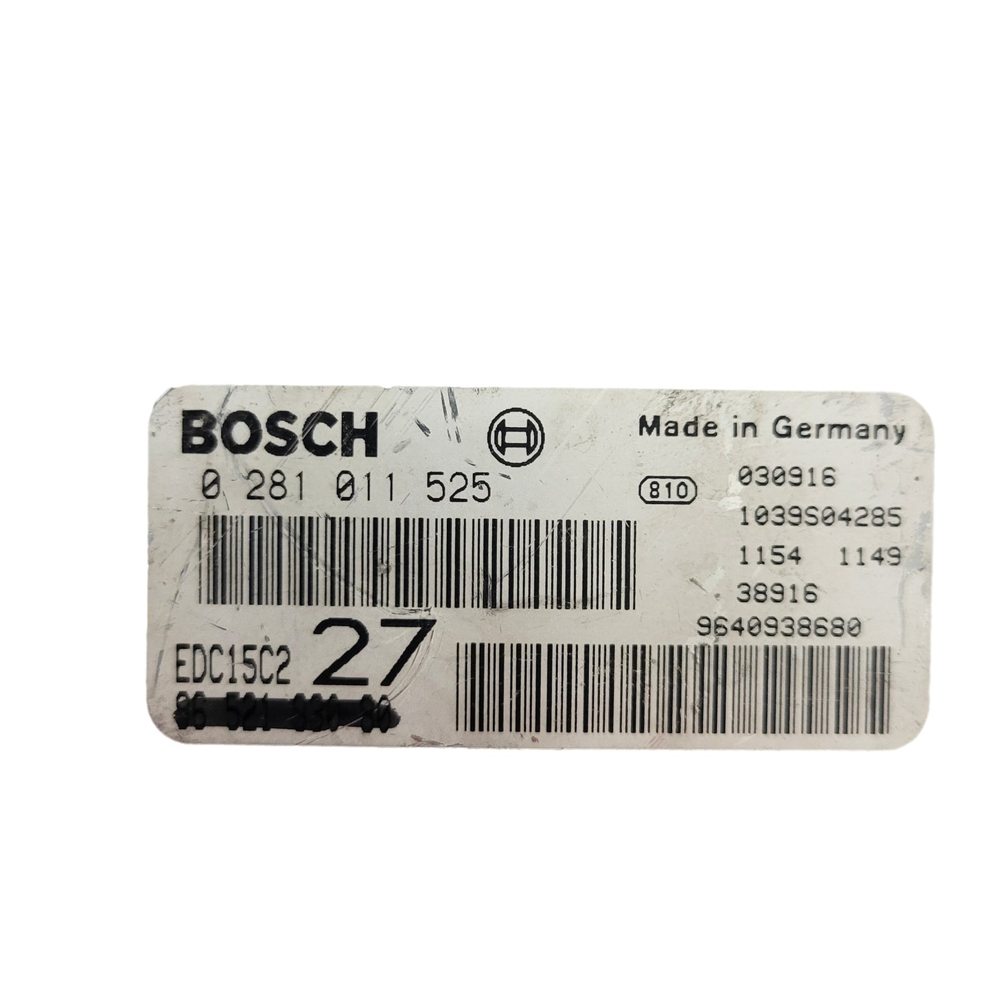 PEUGEOT 206 ECU / 0281011525 / EDC15C2 / 9652183080 / 9640938680 / BOSCH
