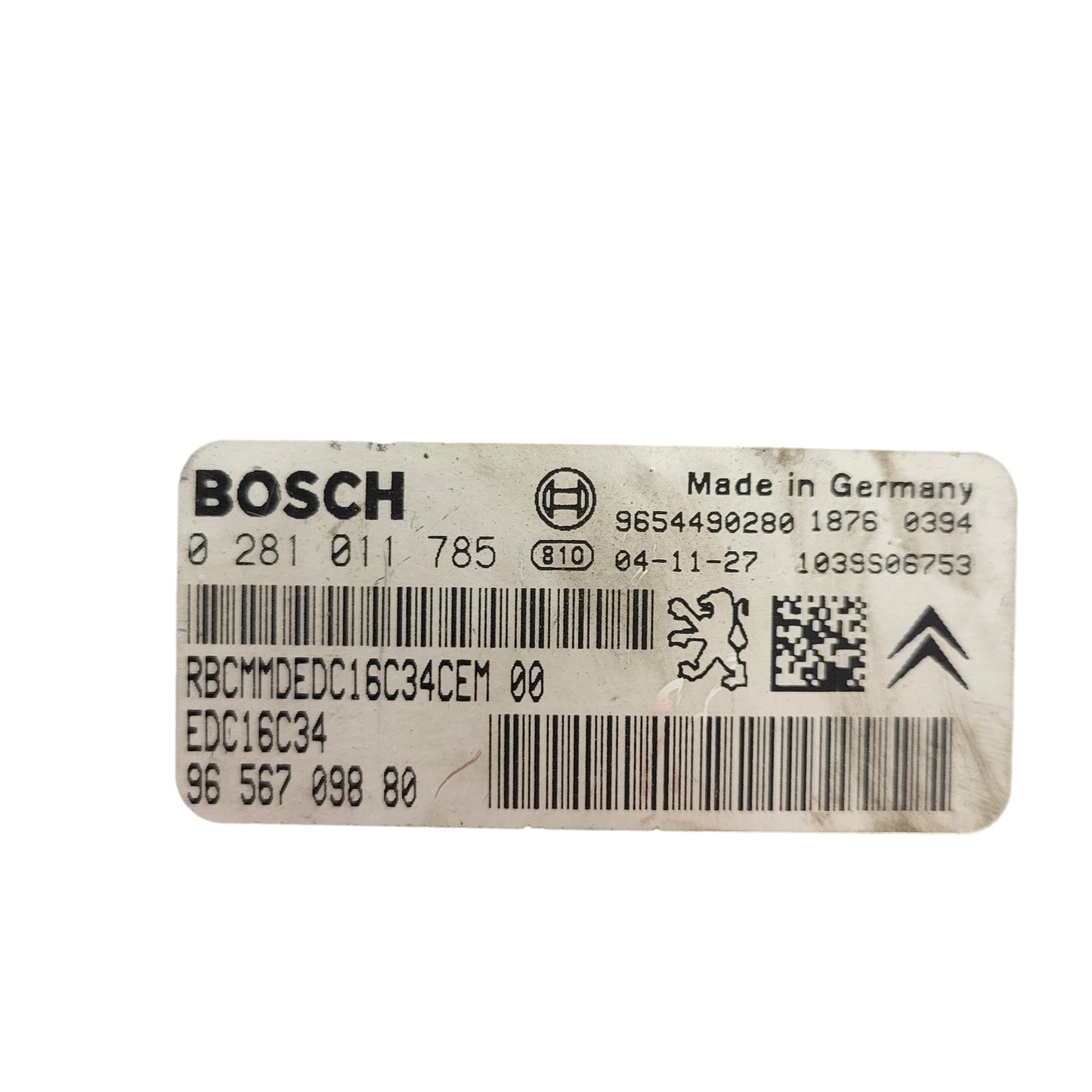 Peugeot Citroen ECU / 0281011785 / 9656709880 / 9654490280 / EDC16C34 / BOSCH