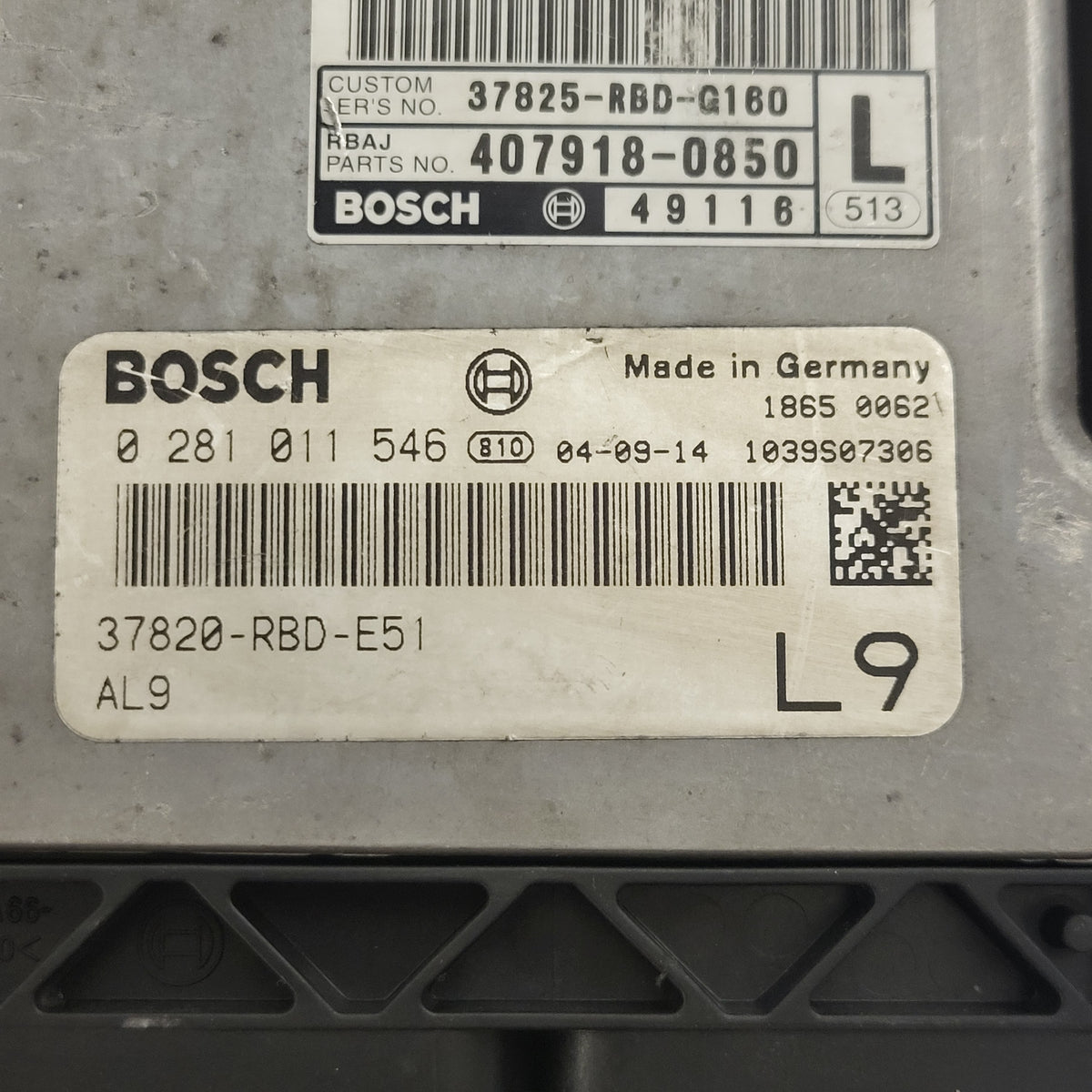 HONDA ACCORD 2.2 ECU / 0281011546 / 37820-RBD-E51 / 407918-0850 / BOSCH - D14-13 - 2