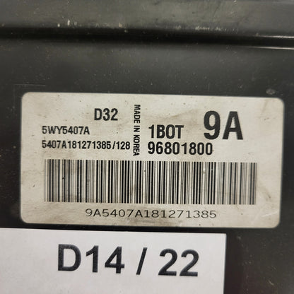 CHEVROLET MATIZ ECU / 96801800 / 5WY5407A / 1BOT / 9A / D32