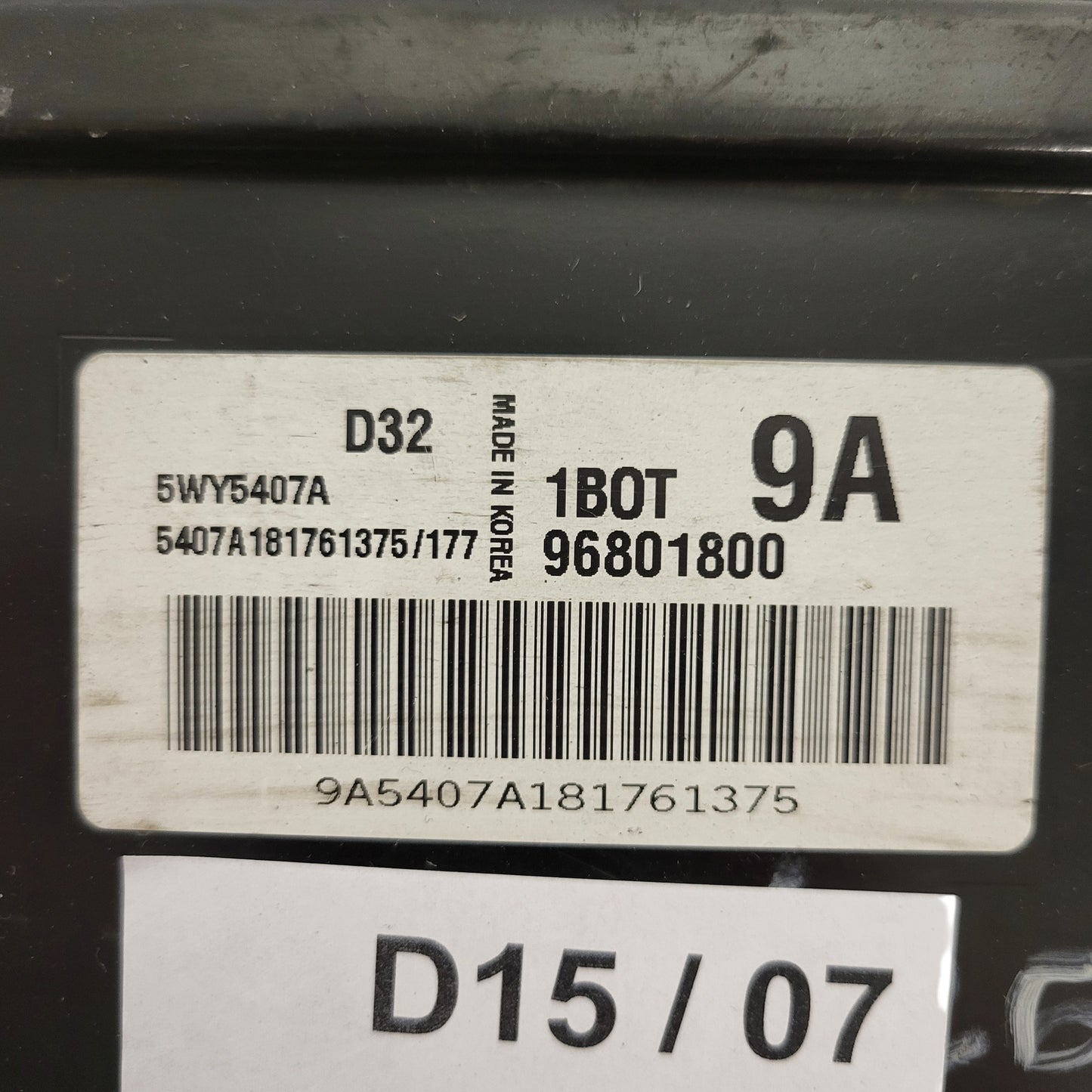 CHEVROLET MATIZ ECU / 96801800 / 5WY5407A / 1BOT / 9A / D32 /