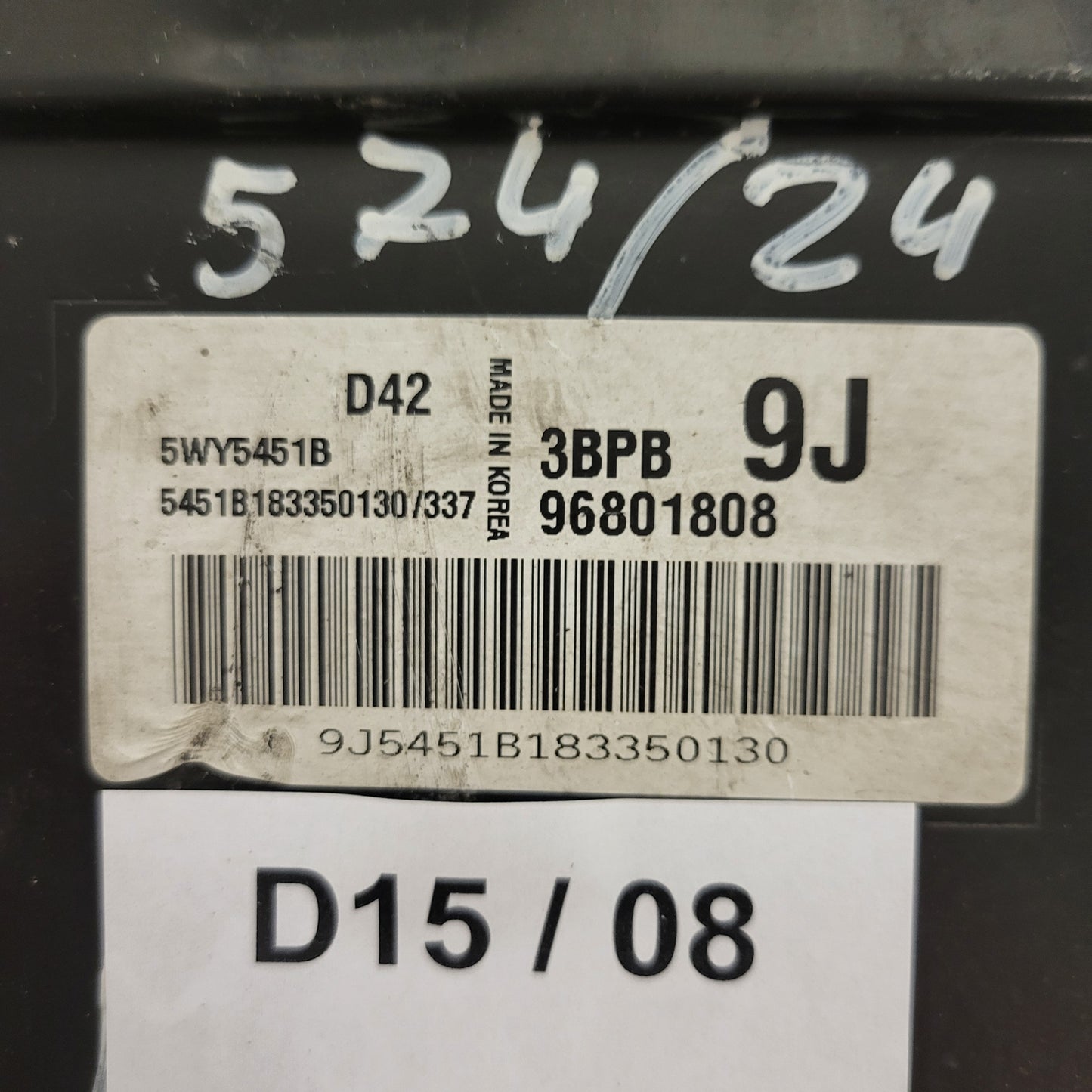 CHEVROLET MATIZ ECU / 96801808 / 5WY5451B / 3BPB / 9J / D42 / DAEWOO