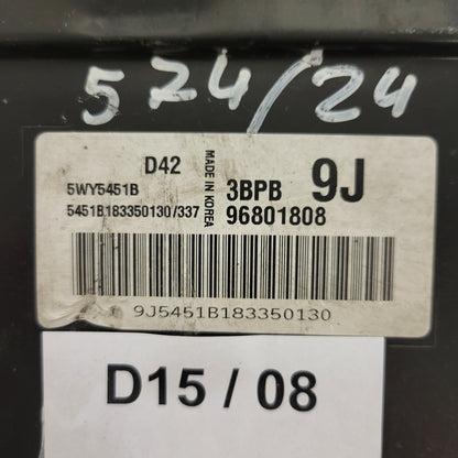 CHEVROLET MATIZ ECU / 96801808 / 5WY5451B / 3BPB / 9J / D42 / DAEWOO
