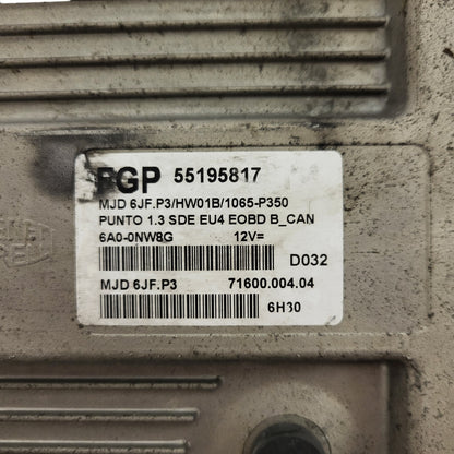 FIAT PUNTO ECU / MJD 6JF.P3 / 55195817 / HW01B / 71600.004.04  MAGNETI MARELLI