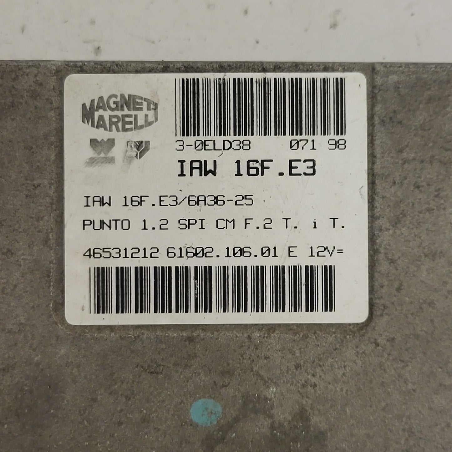 FIAT PUNTO1.2 SPI ECU / IAW 16F.E3 / 46531212 / MAGNETI MARELLI