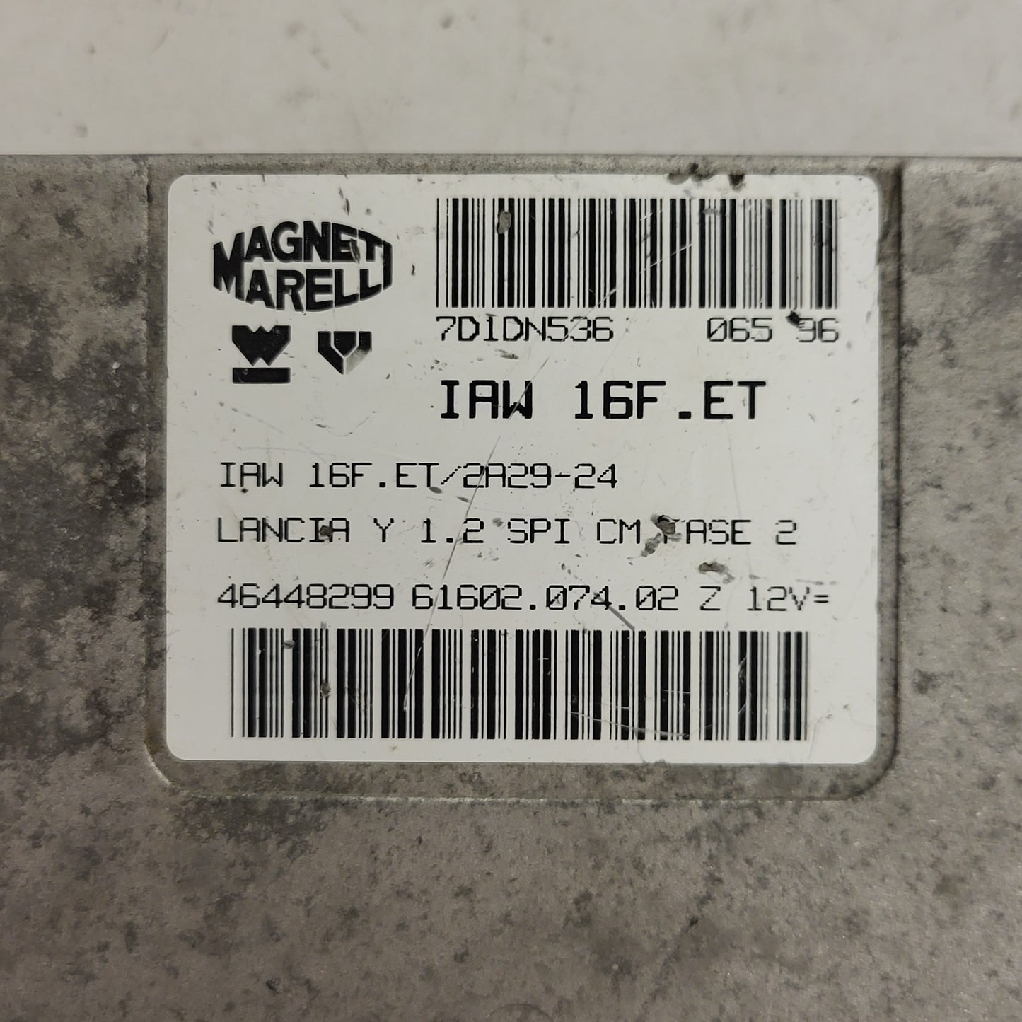 LANCIA Y 1.2 ECU / IAW16F.ET / 46448299 / 61602.074.02 / MAGNETI MARELLI