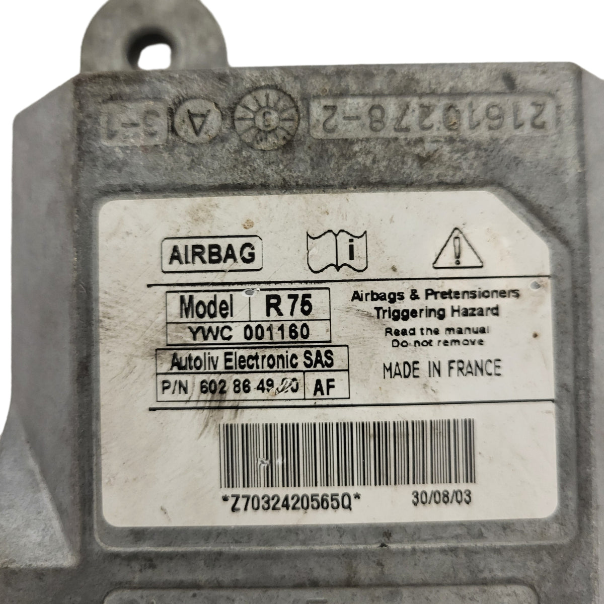 ROVER MG AIRBAG ECU / YWC001160 / R75 / YWC 001160 / AUTOLIV - D16-19 - 3