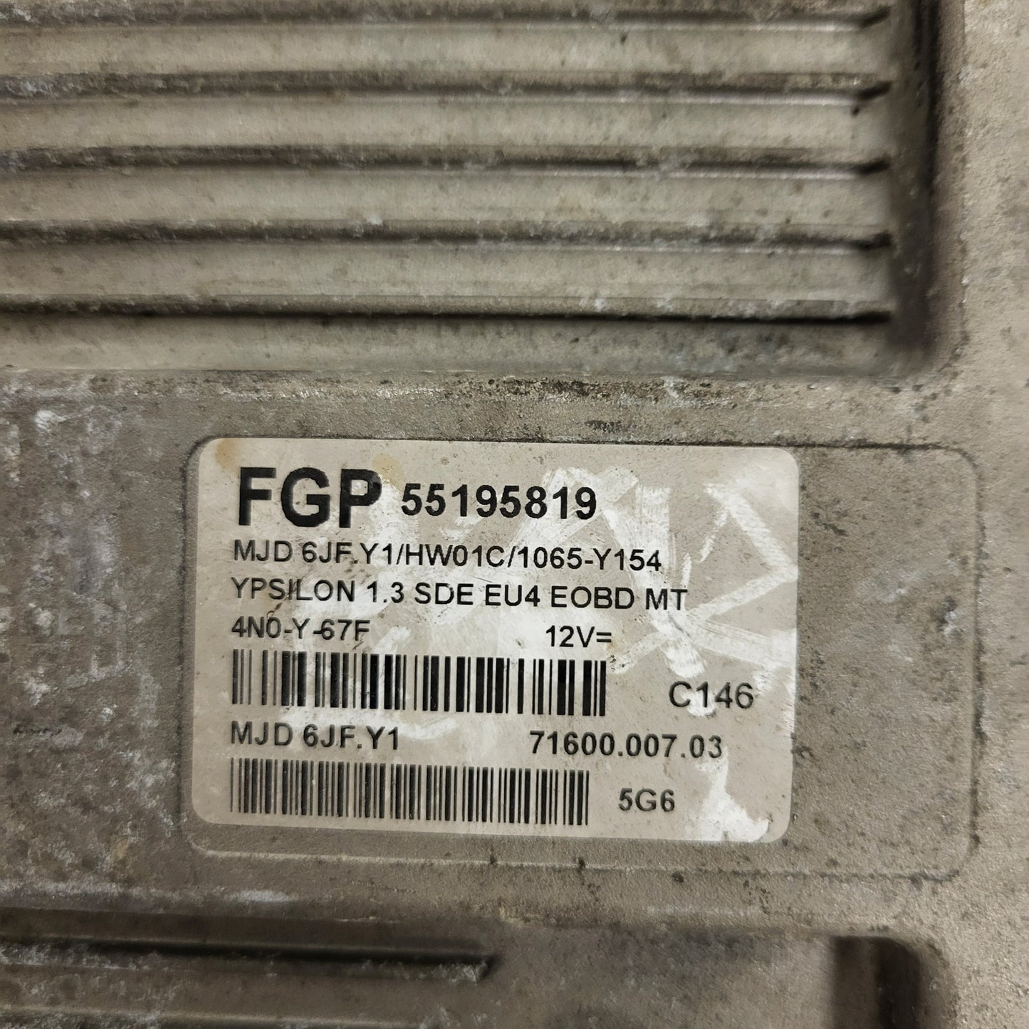 LANCIA Y 1.3 ECU / 55195819 / MJD 6JF.Y1 / HW01C / 71600.007.03 MAGNETI MARELLI