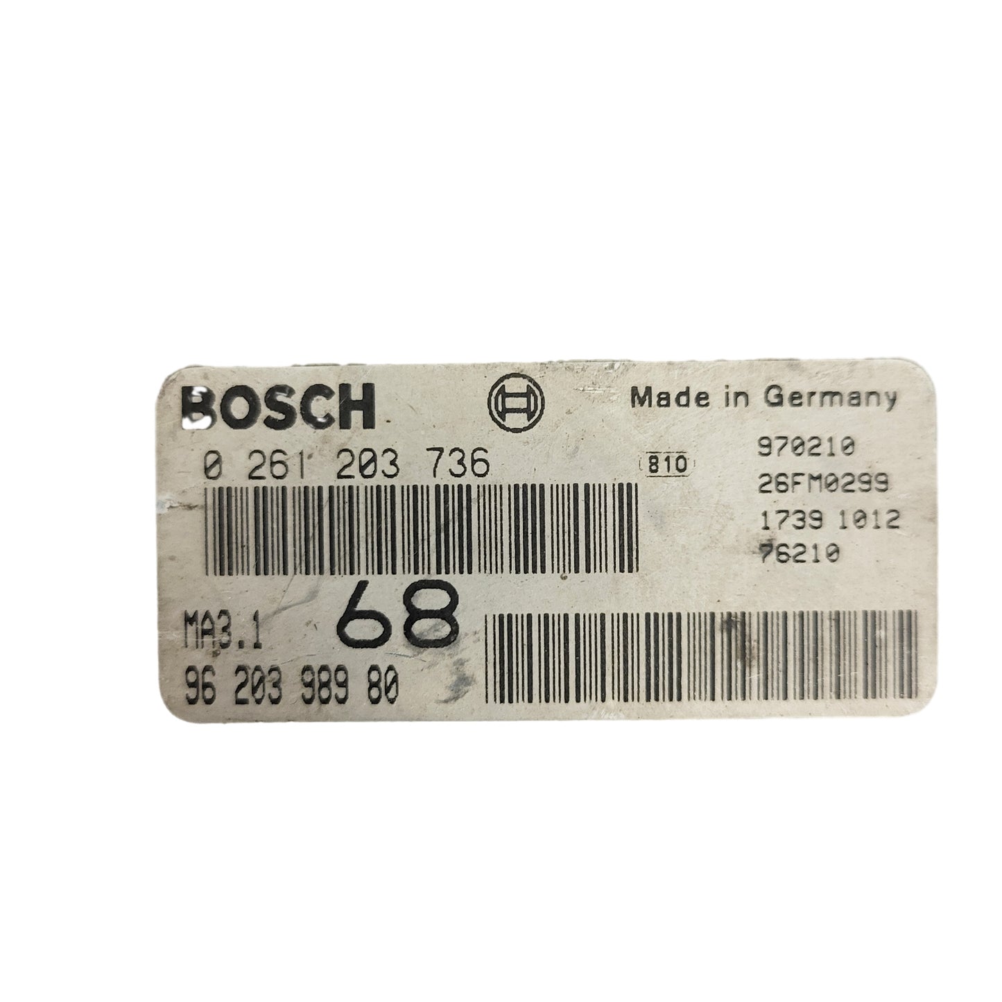 Peugeot 106 Citroen Saxo 1.1 ECU / 0261203736 / 96203998980 / MA3.1 / BOSCH