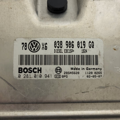 VW PASSAT ECU / 038906019GQ / 0281010941 / EDC15P+ / 038906019G / BOSCH - D20-09 - 2